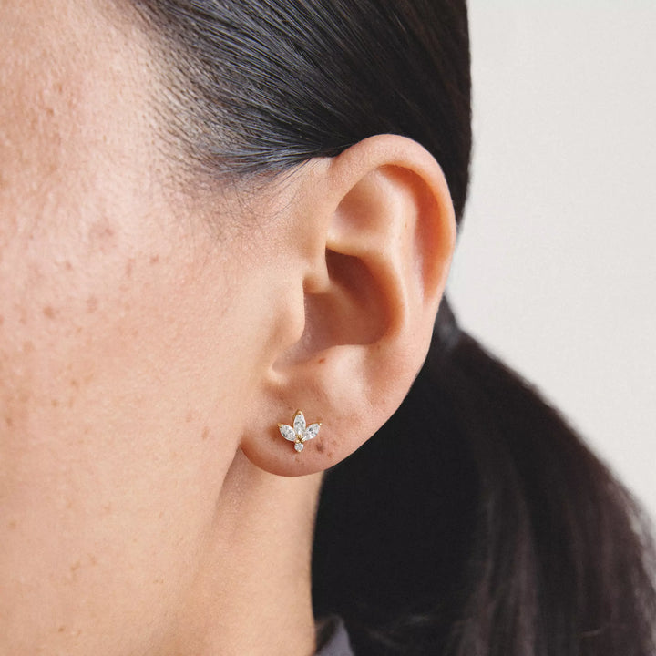 Niche Jewellery Thomas Sabo Flower Stud Earrings Gold with Teardrop Zirconia detail