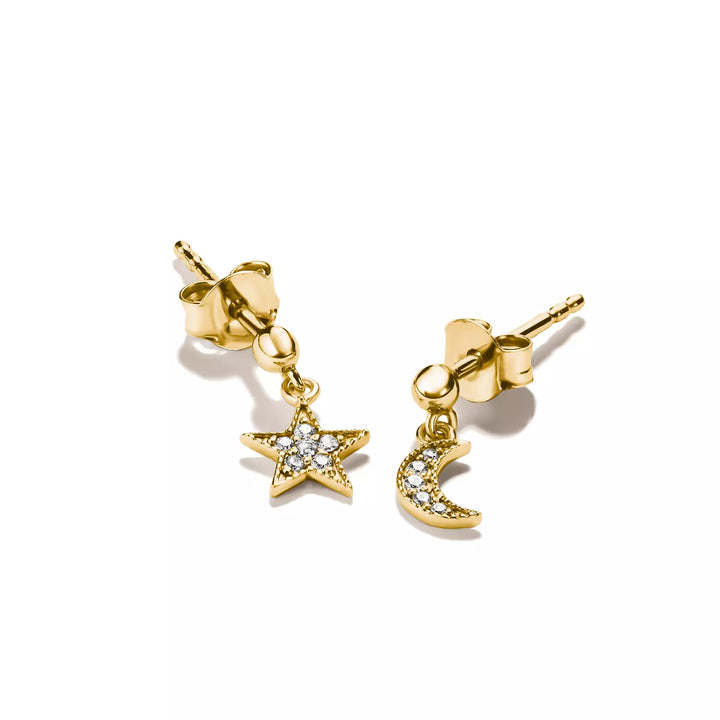 Niche Jewellery Thomas Sabo Moon and Star Stud Earrings Gold with White Zirconia detail
