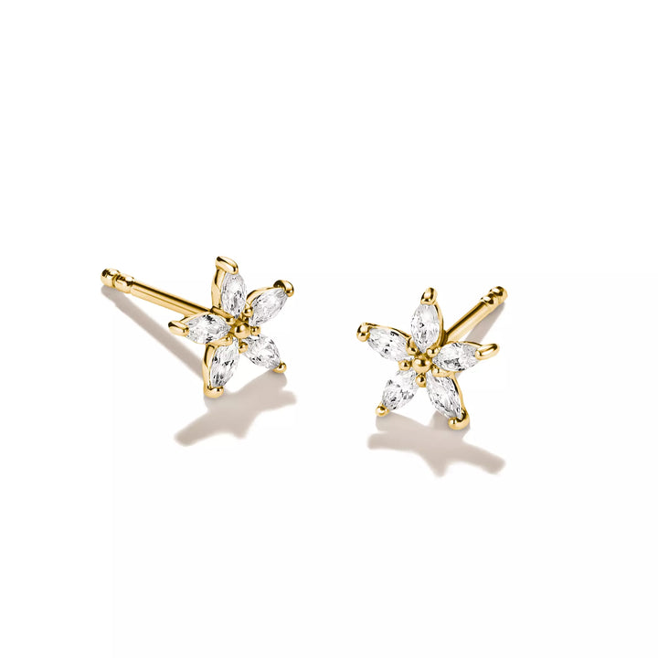 Niche Jewellery Thomas Sabo Flower Stud Earrings Gold with White Zirconia detail