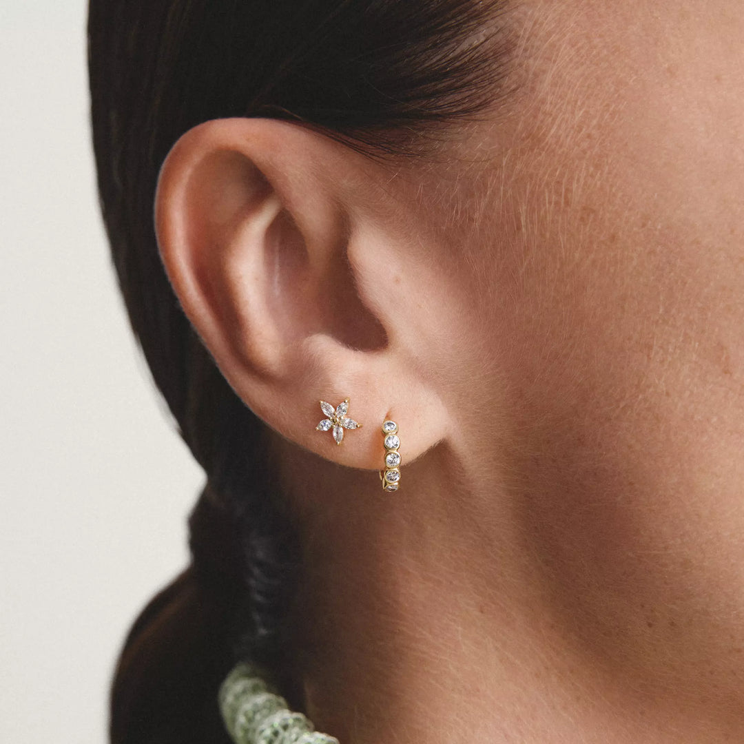 Niche Jewellery Thomas Sabo Flower Stud Earrings Gold with White Zirconia detail