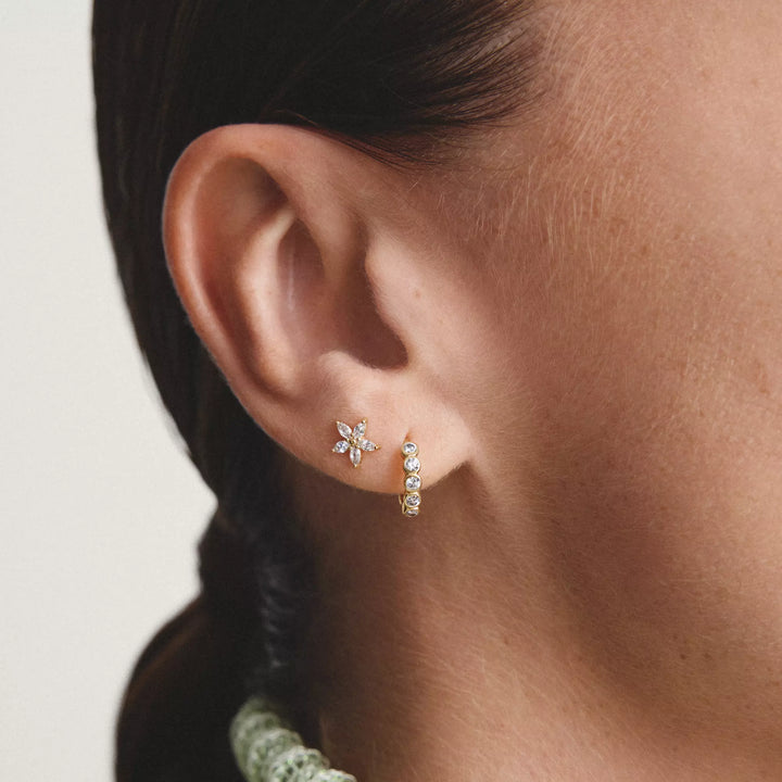 Niche Jewellery Thomas Sabo Flower Stud Earrings Gold with White Zirconia detail