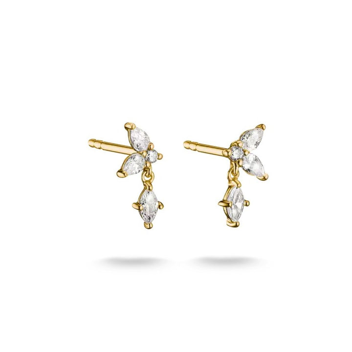 Thomas Sabo Gold Stud Drop Earrings with White Zirconia