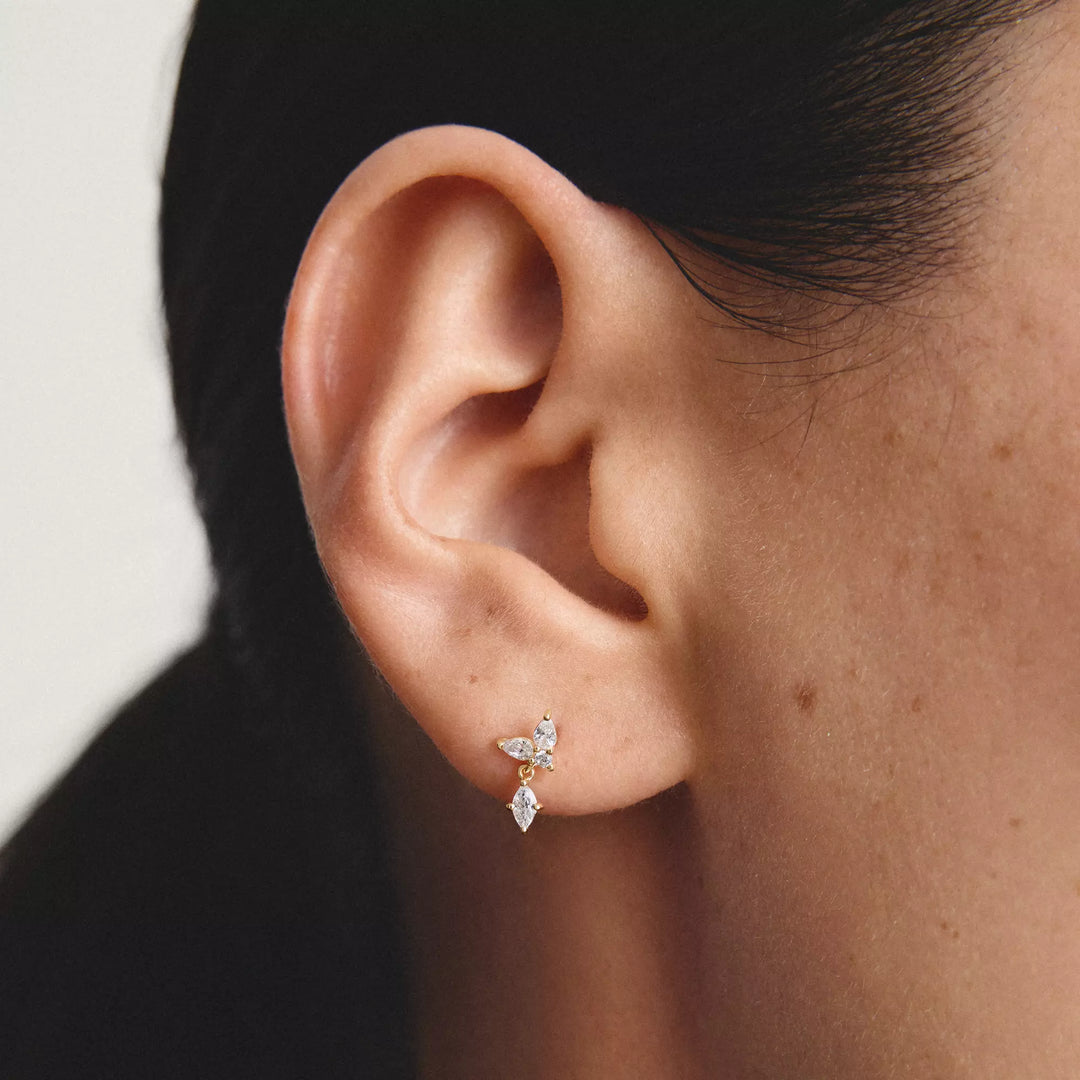 Niche Jewellery Thomas Sabo Stud Drop Earrings Gold with White Zirconia detail
