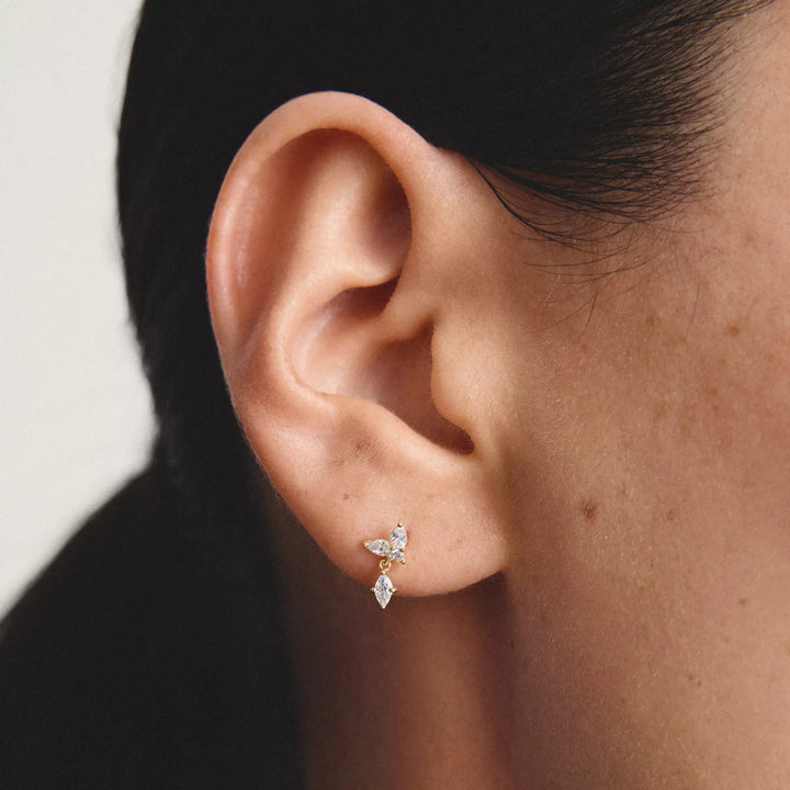 Niche Jewellery Thomas Sabo Stud Drop Earrings Gold with White Zirconia detail