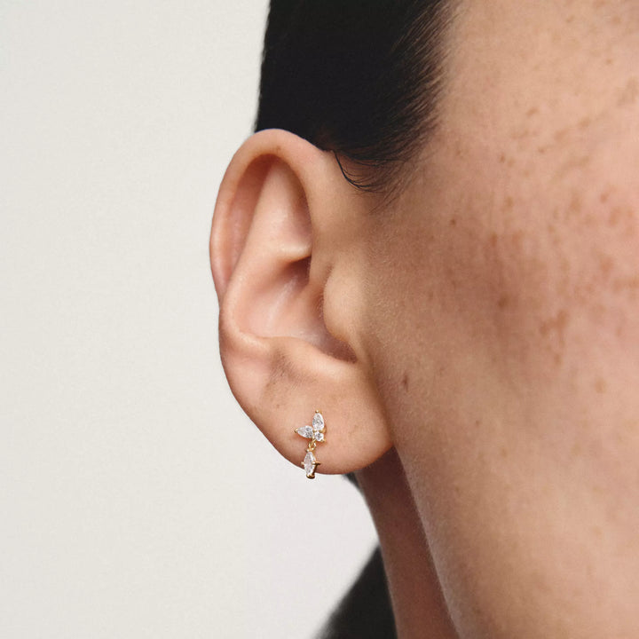 Niche Jewellery Thomas Sabo Stud Drop Earrings Gold with White Zirconia detail