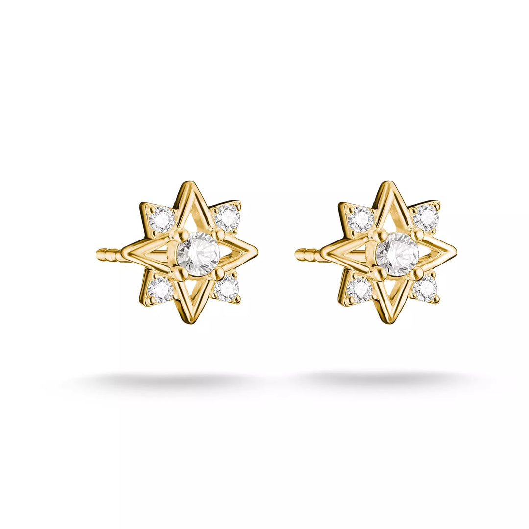 Niche Jewellery Thomas Sabo Star Stud Earrings Gold with White Zirconia