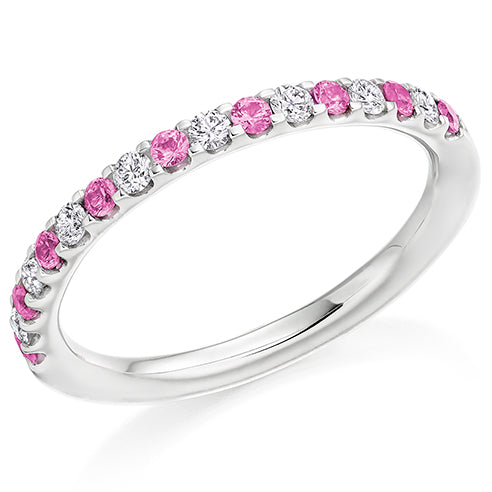 Baby Ring - Platinum, Natural Diamond & Pink Sapphire