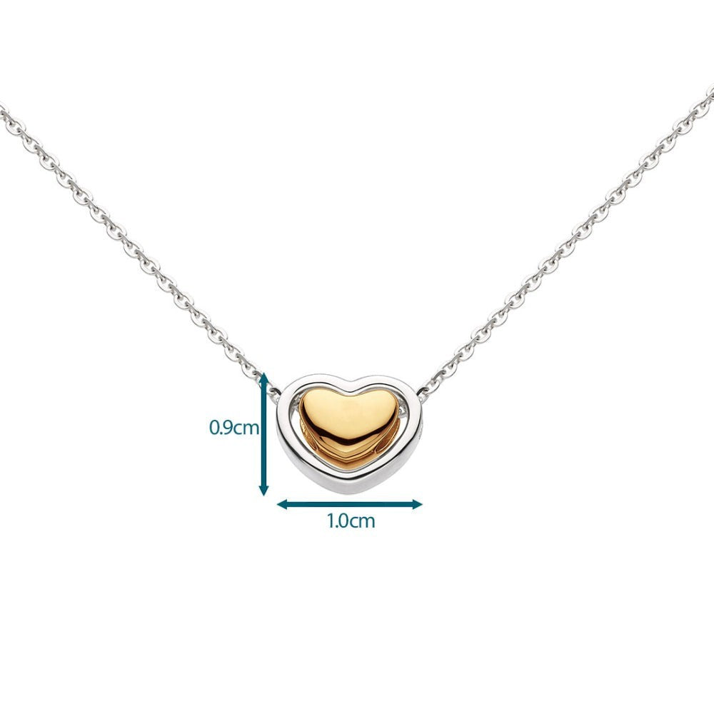 Niche Jewellery Kit Heath Heart of Gold necklace with a gold heart pendant on a sterling silver chain.