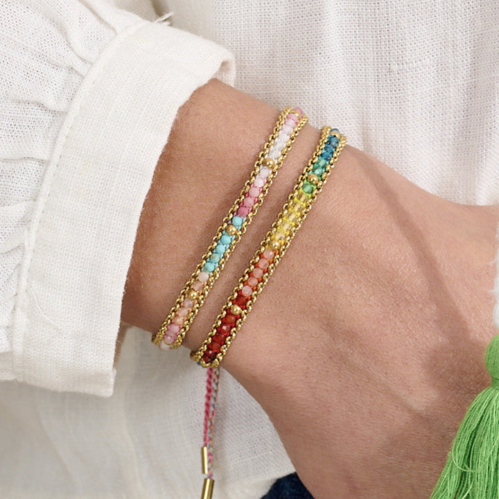 Niche Jewellery Boho Betty Helaine Candy Gold Bracelet worn on model