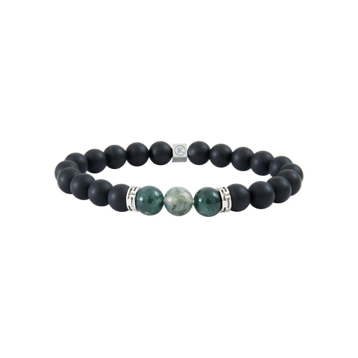 Niche Jewellery Ikoba Moss Agate and Matte Black Agate 8mm Bracelet