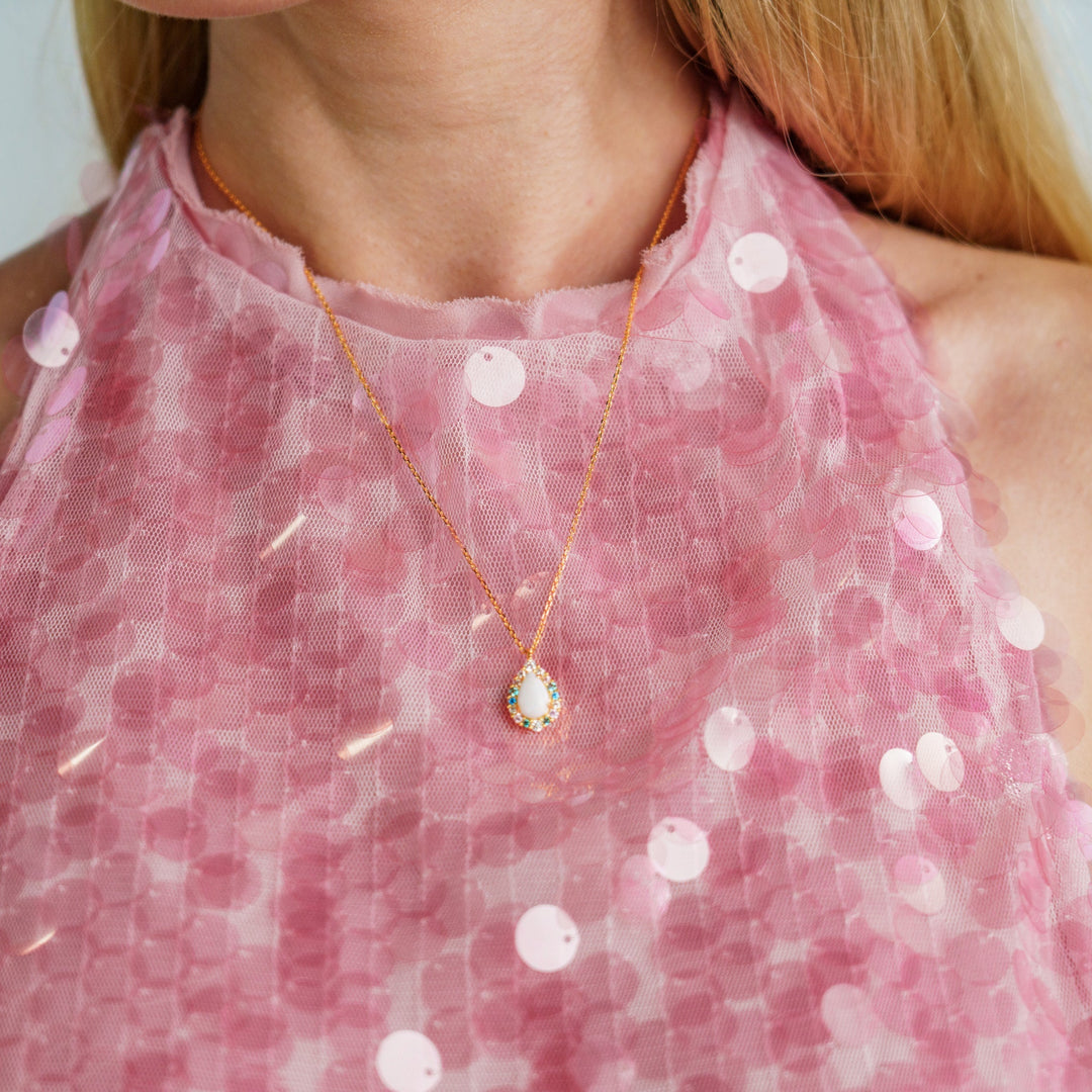 Niche Jewellery Georgini Wisteria Floribunda Created Opal Pendant - Gold detail