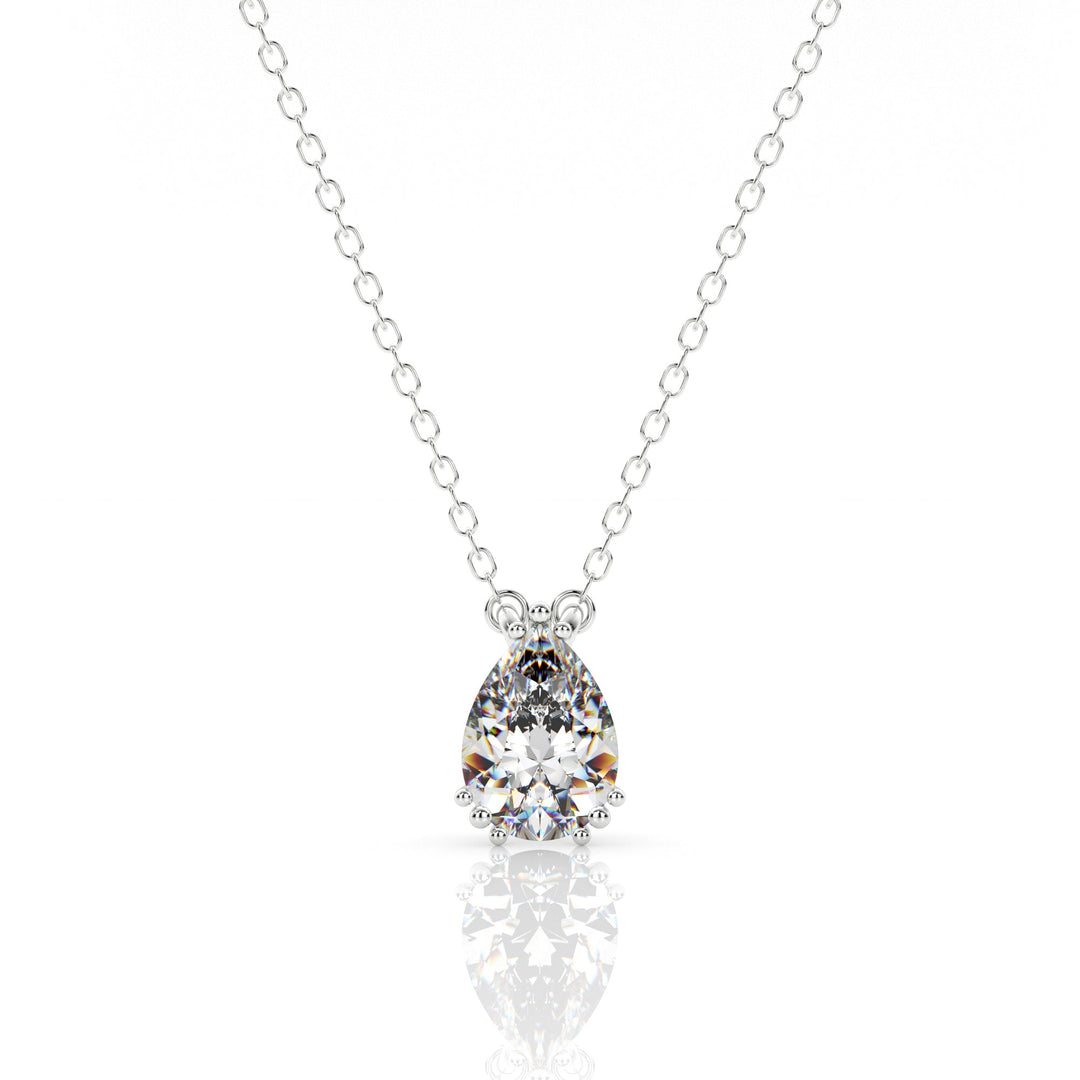 Niche Jewellery Georgini Elegant Essentials 7mm Pear Cut Hidden Halo Silver Pendant Necklace detail