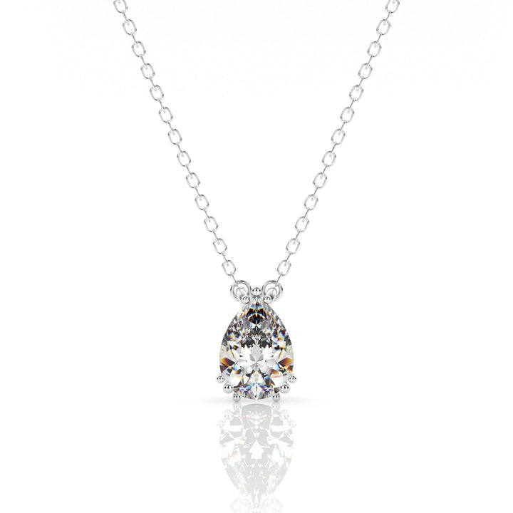 Niche Jewellery Georgini Elegant Essentials 7mm Pear Cut Hidden Halo Silver Pendant Necklace detail