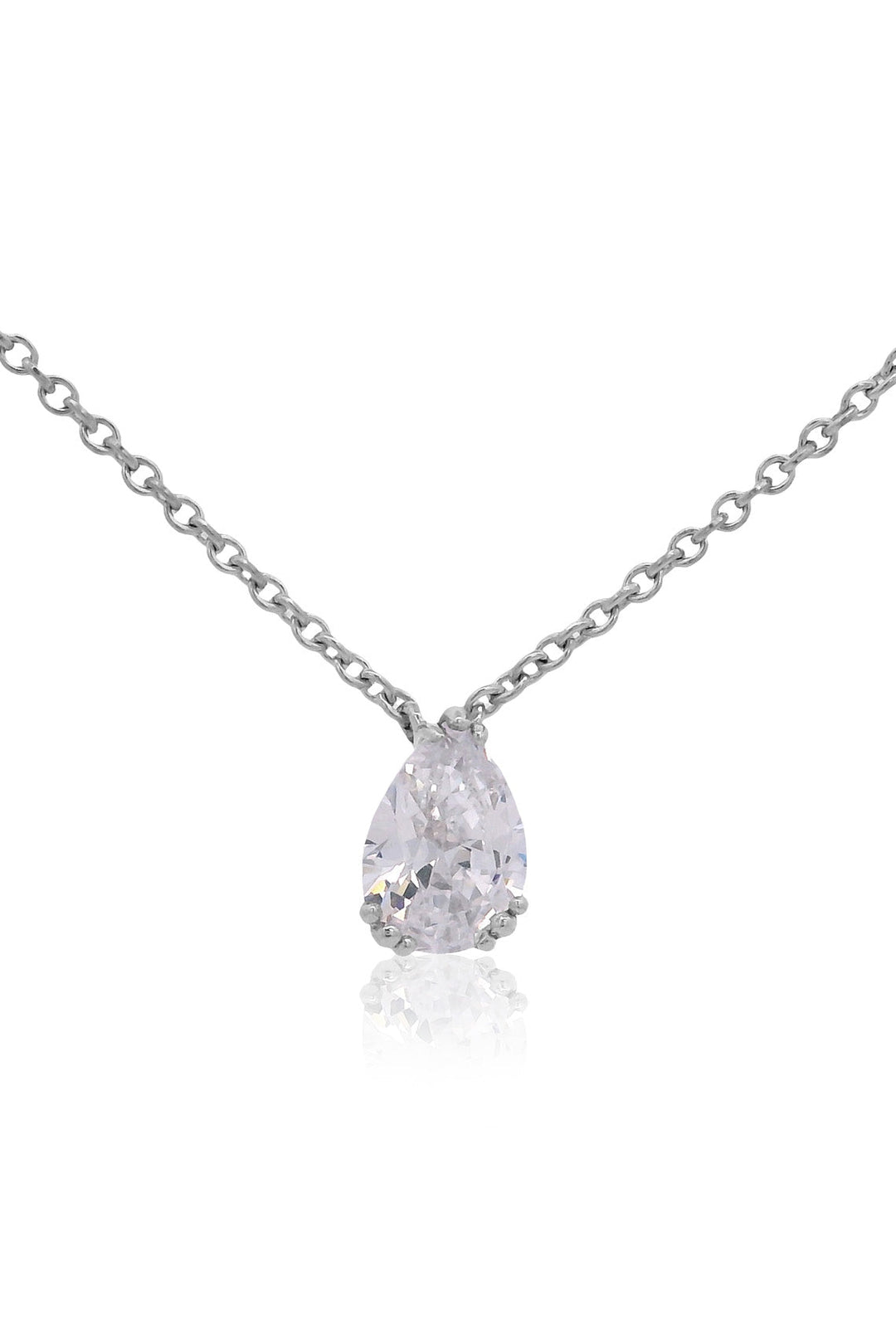 Niche Jewellery Georgini Elegant Essentials 7mm Pear Cut Hidden Halo Silver Pendant Necklace