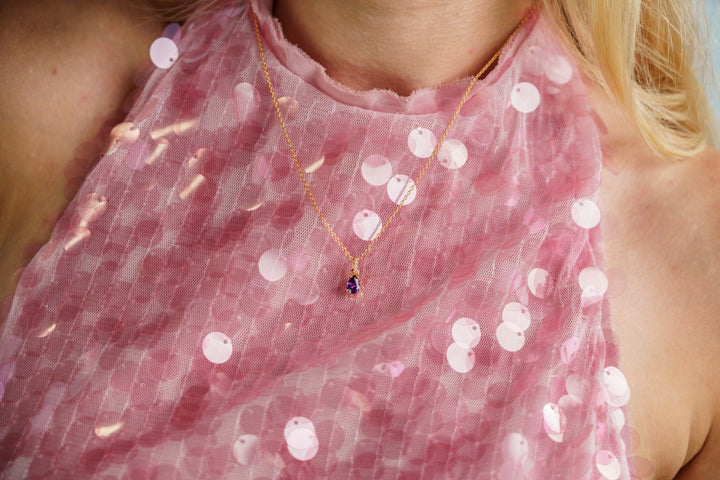 Niche Jewellery Georgini Wisteria Amethyst and Zirconia Pendant - Gold detail