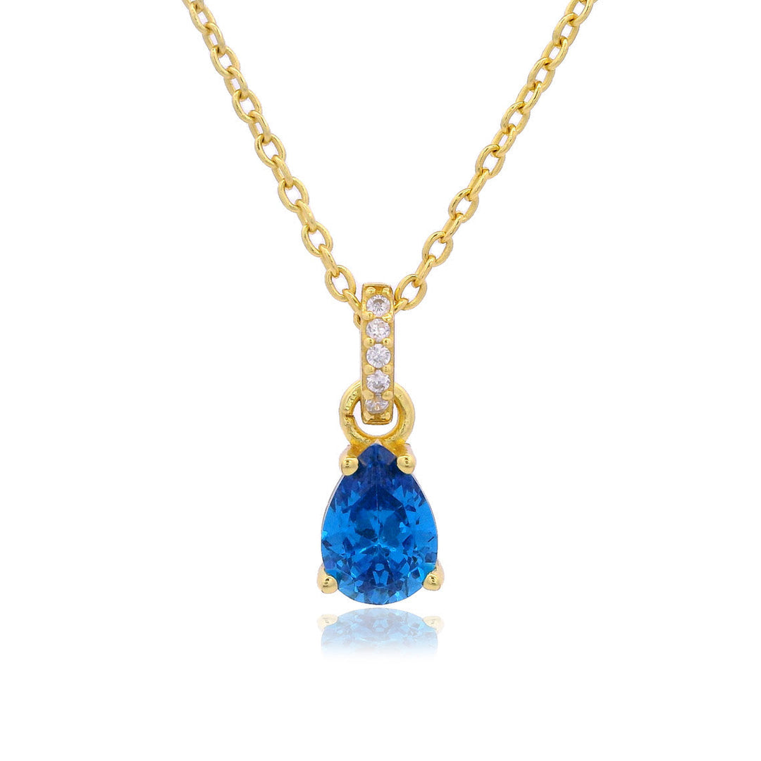 Niche Jewellery Georgini Wisteria Blue Topaz and Zirconia Pendant - Gold
