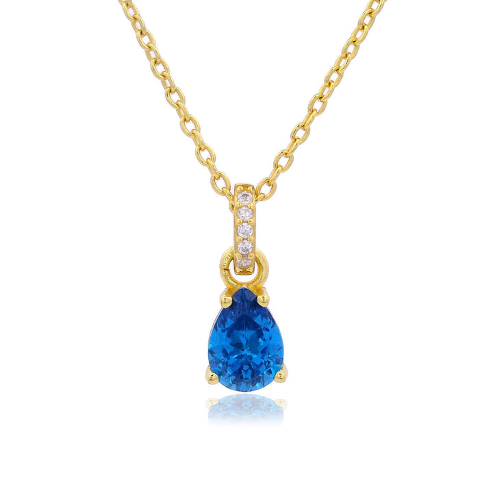 Niche Jewellery Georgini Wisteria Blue Topaz and Zirconia Pendant - Gold