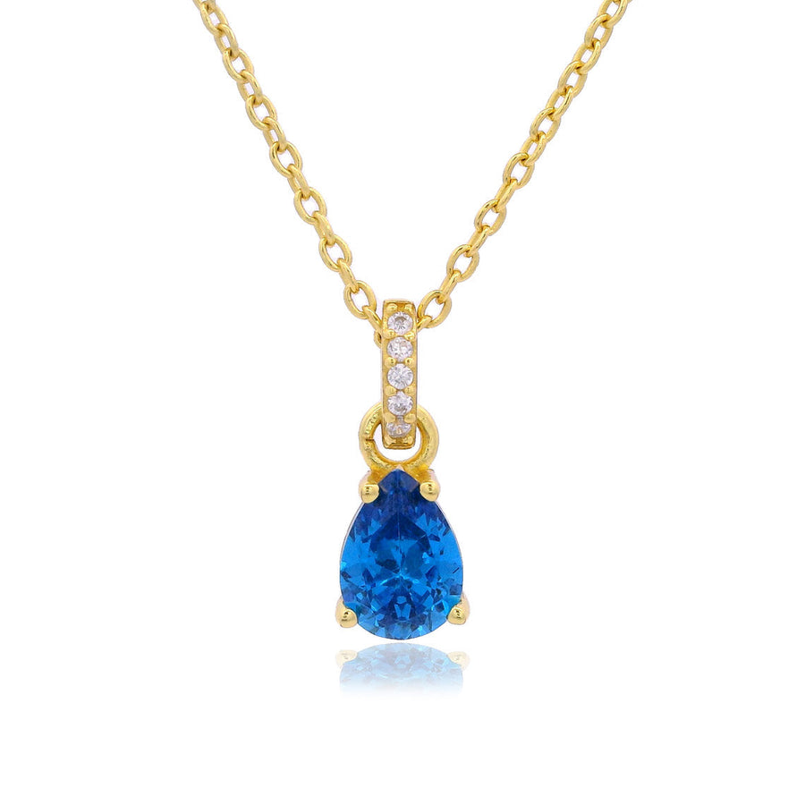 Niche Jewellery Georgini Wisteria Blue Topaz and Zirconia Pendant - Gold