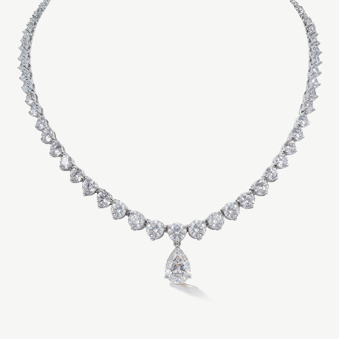 Niche Jewellery Ivory & Co Imperial Rhodium Crystal Teardrop Necklace detail