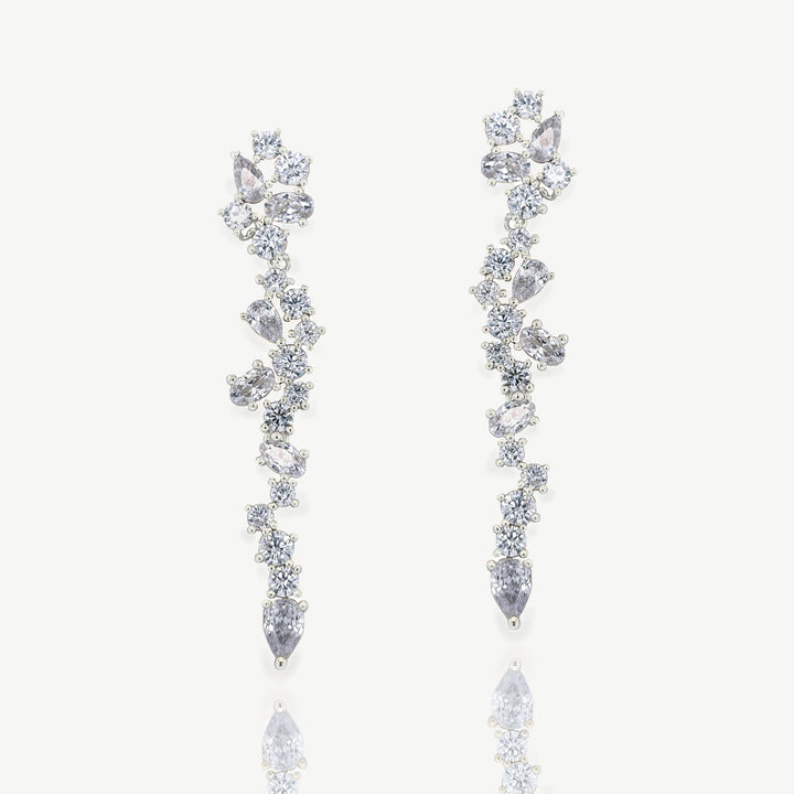 Niche Jewellery Ivory & Co Islington Rhodium Crystal Cluster Earrings detail