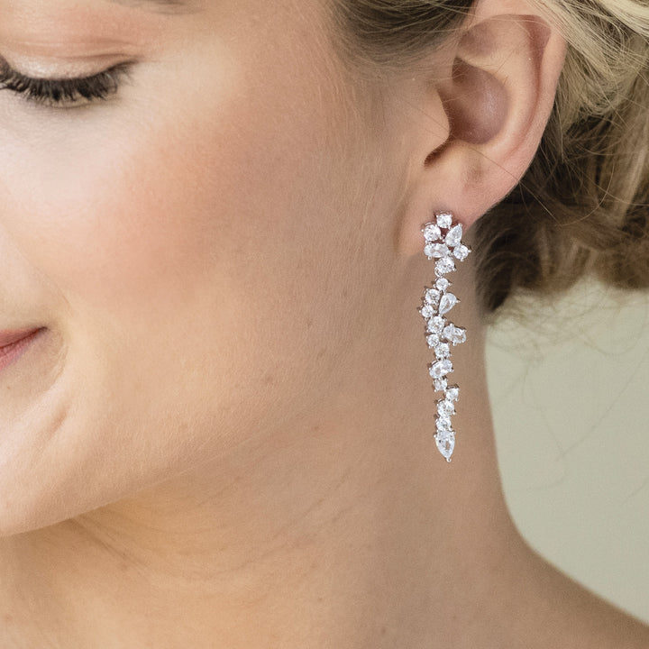 Niche Jewellery Ivory & Co Islington Rhodium Crystal Cluster Earrings