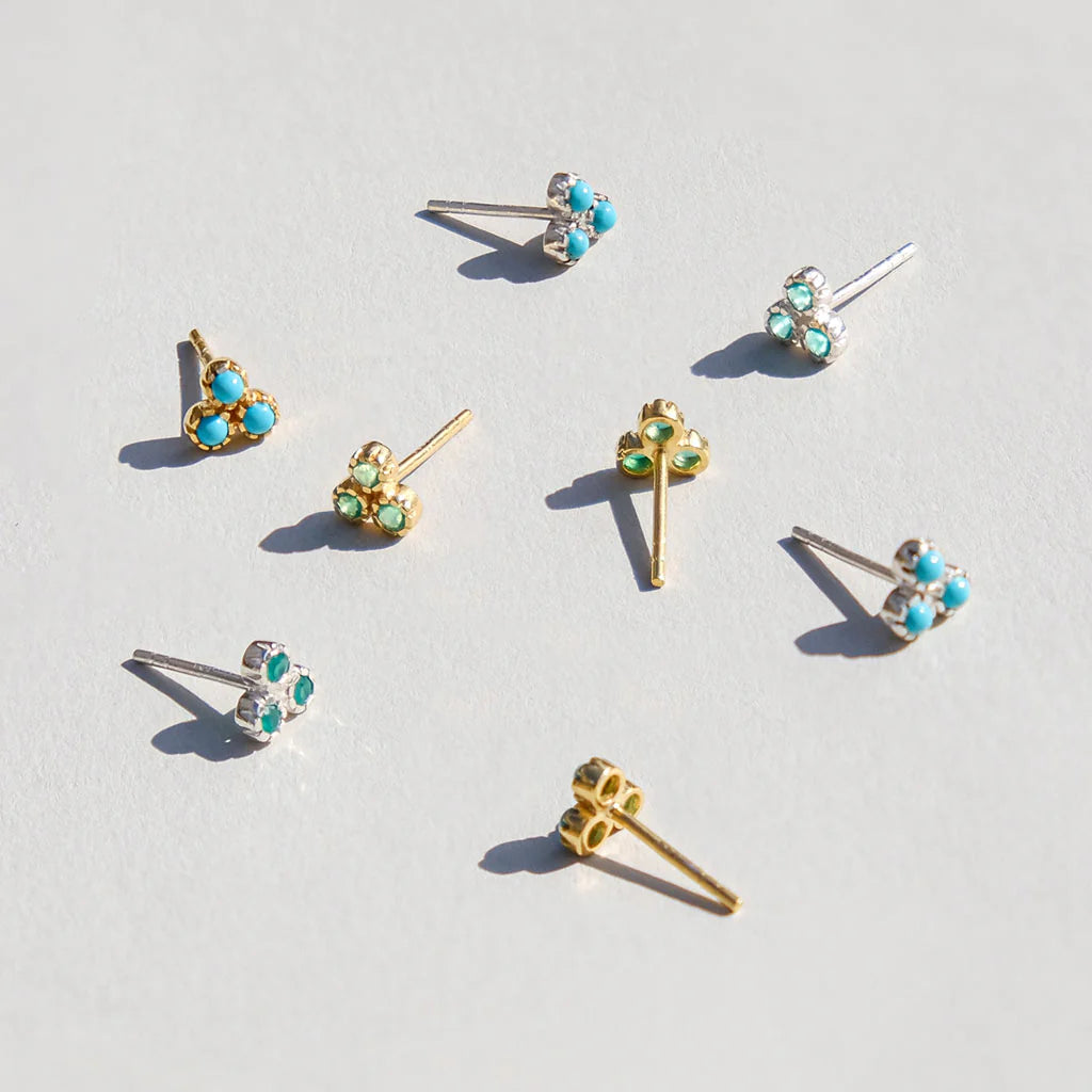 Charlotte's Web Threeni Stud Earrings - Silver Turquoise
