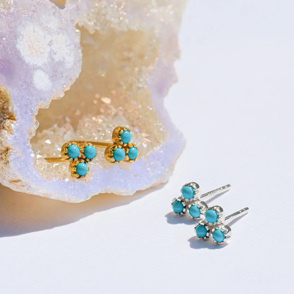 Charlotte's Web Threeni Stud Earrings - Silver Turquoise
