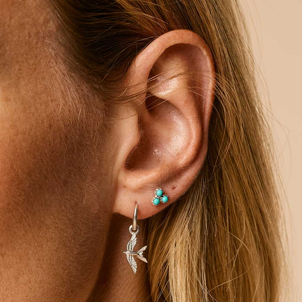 Charlotte's Web Threeni Stud Earrings - Silver Turquoise