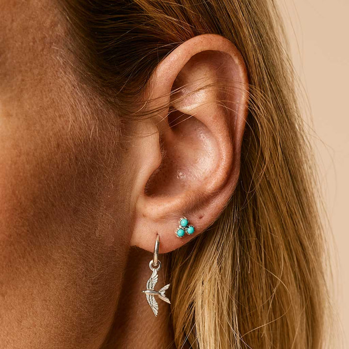 Charlotte's Web Threeni Stud Earrings - Silver Turquoise