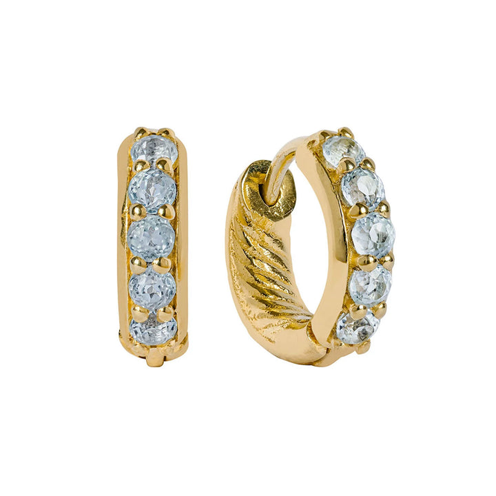 Charlotte's Web Kali Huggie Hoops - Gold Blue Topaz