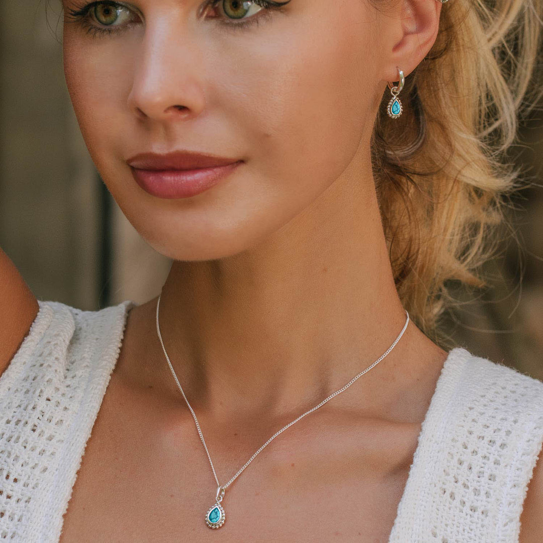 Charlotte's Web December Birthstone Necklace - Silver Turquoise