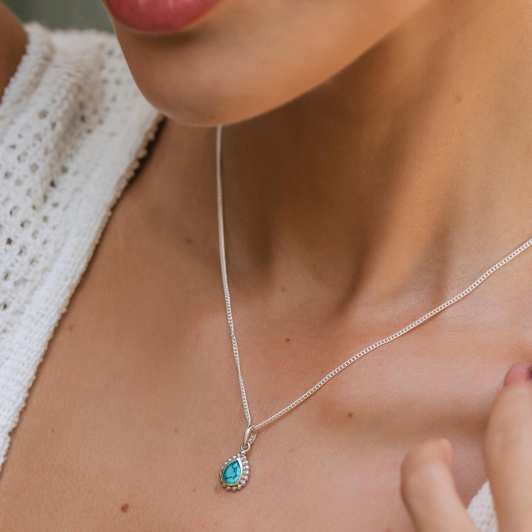 Charlotte's Web December Birthstone Necklace - Silver Turquoise