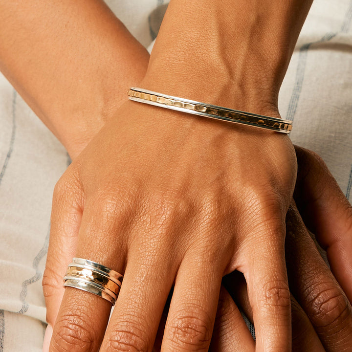 Niche Jewellery Charlotte's Web Karma Fortune Spinning Stacking Bangle detail