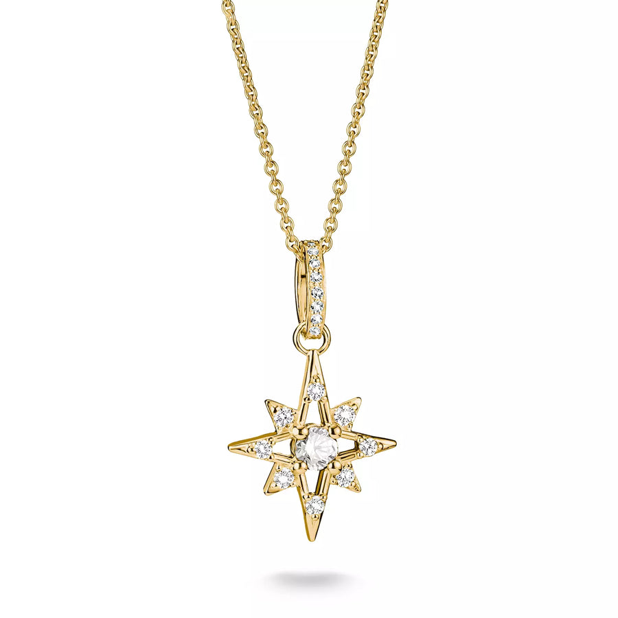 Niche Jewellery Thomas Sabo Star Necklace Gold with White Zirconia