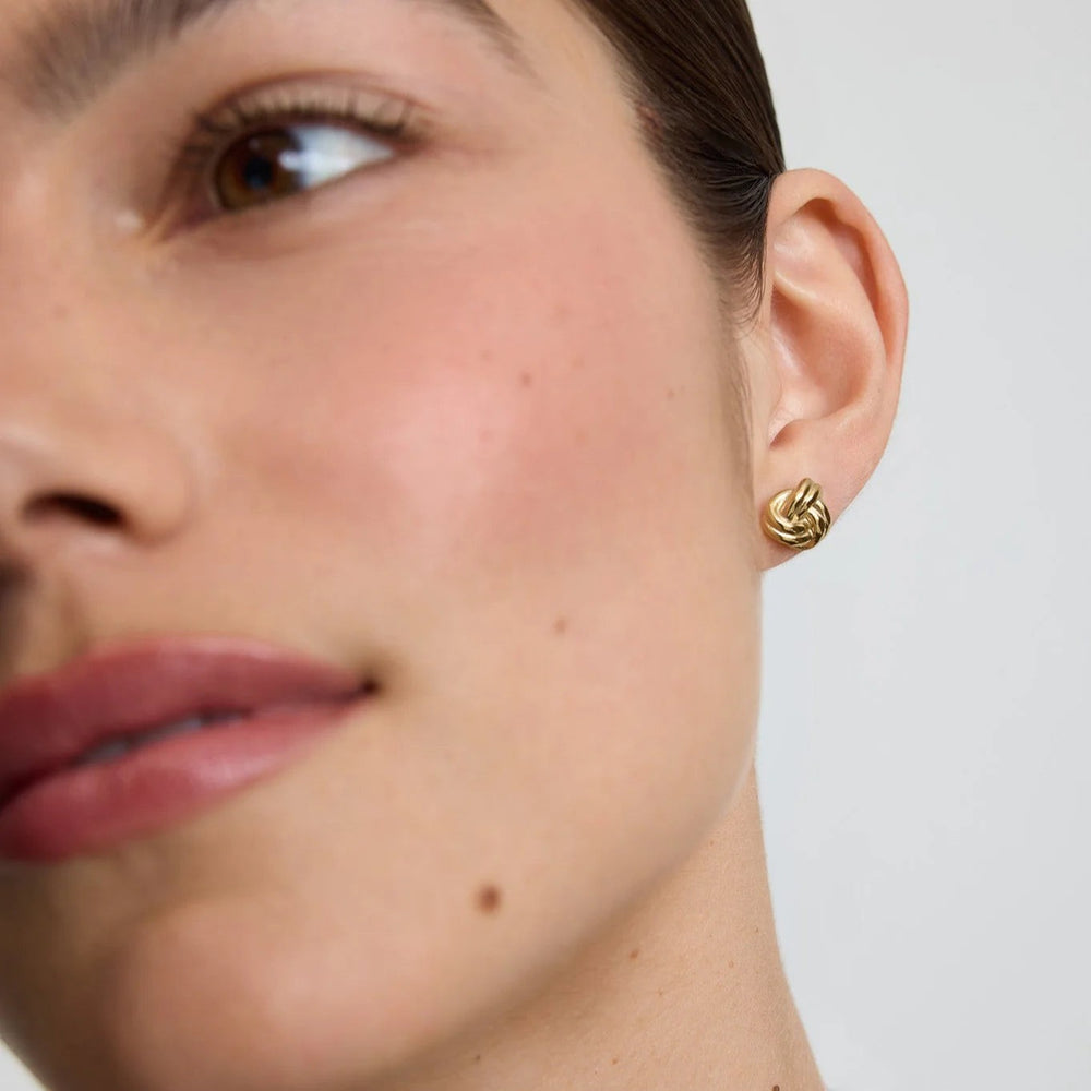 D.Louise Knots Gold Stud Earrings
