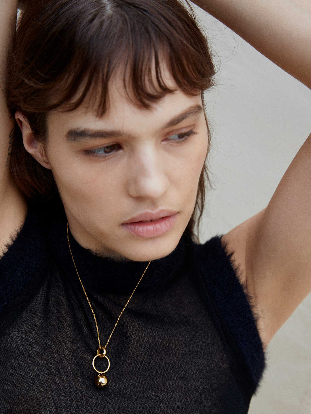 Niche Jewellery Shyla Layla Pendant Satellite Chain Gold Necklace detail