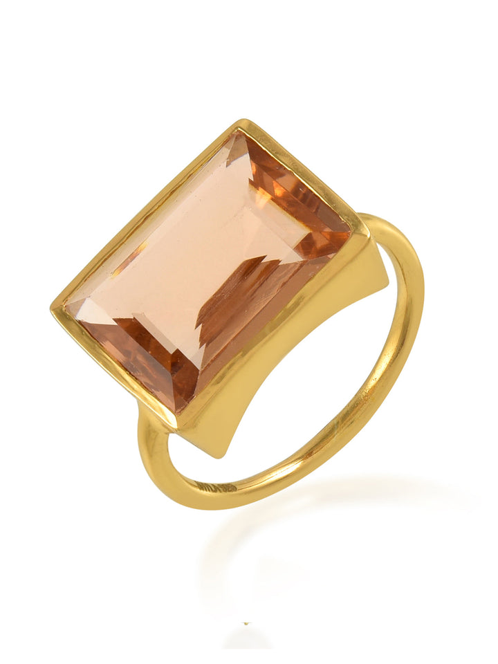 Niche Jewellery Shyla Lenny Square Gold Cocktail Ring - Champagne detail