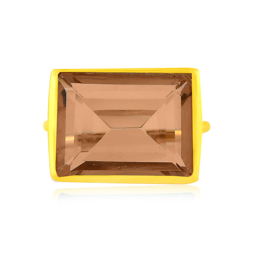 Niche Jewellery Shyla Lenny Square Gold Cocktail Ring - Champagne detail