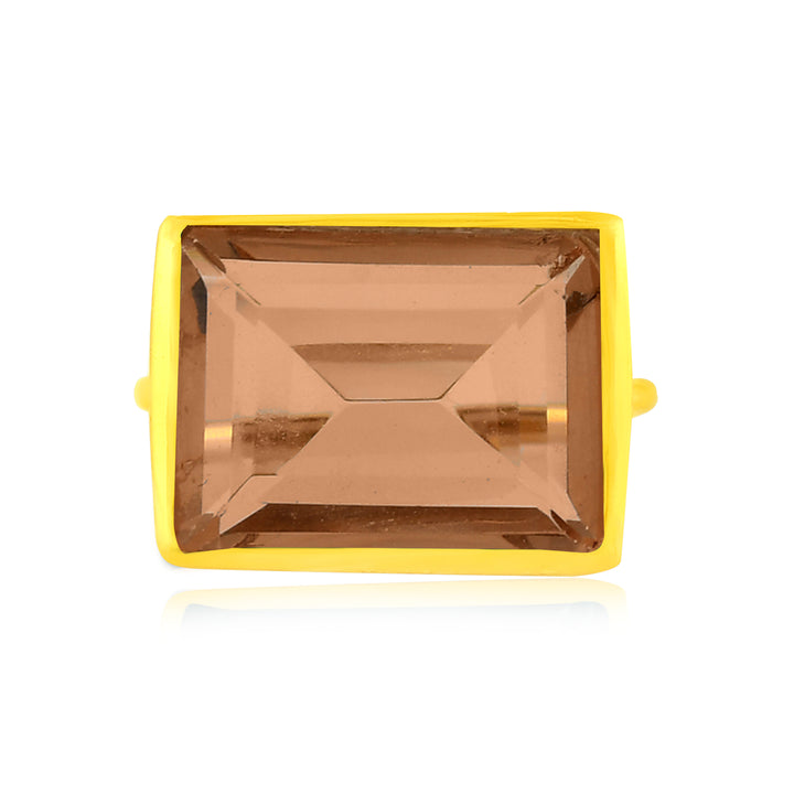 Niche Jewellery Shyla Lenny Square Gold Cocktail Ring - Champagne detail