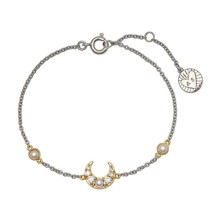Amelia Scott Luna Pearl Moon Chain Bracelet Silver and Gold