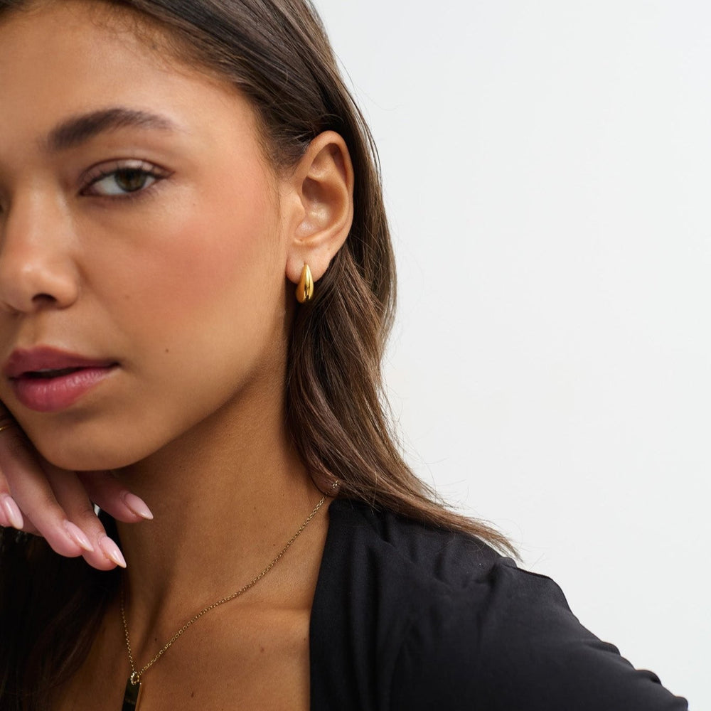 D.Louise Curved Mini Gold Hoop Earrings detail view
