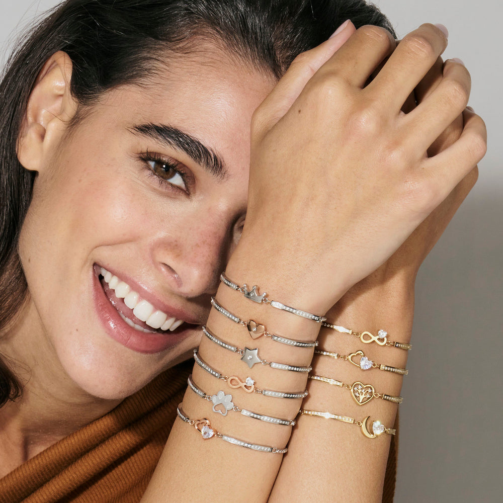 Niche Jewellery Nomination Milleluci Refined Bracelet Stainless Steel and Zirconia - Dog Footprint detail