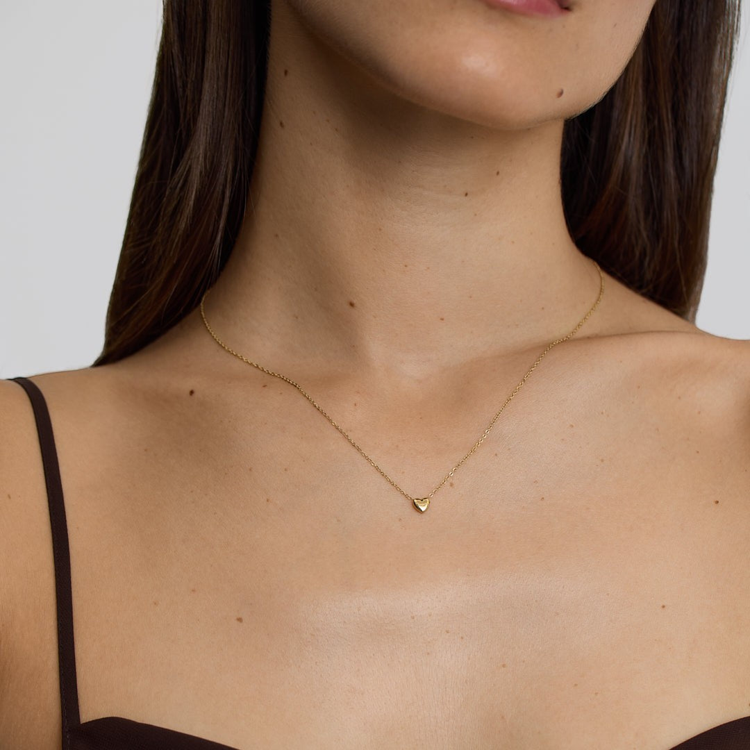 D.Louise Mini Heart Gold Necklace close up