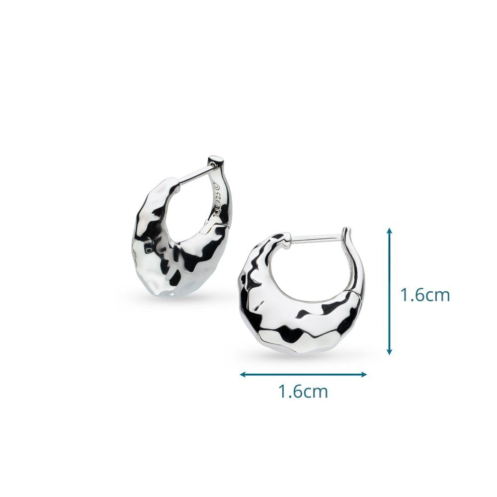 Niche Jewellery Kit Heath Mirage Reflect Hinged Hoop Earrings in sterling silver with a dappled texture.