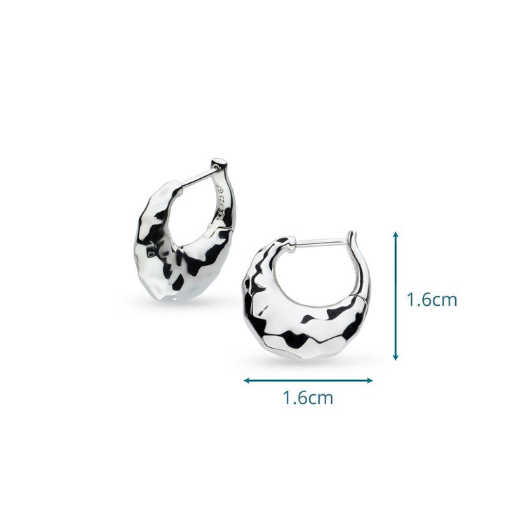 Niche Jewellery Kit Heath Mirage Reflect Hinged Hoop Earrings in sterling silver with a dappled texture.