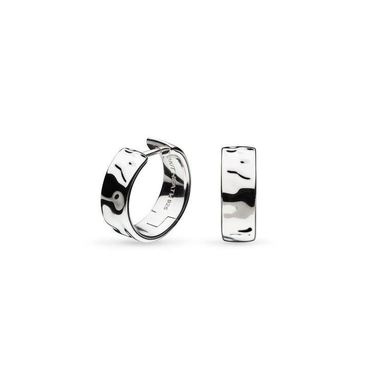 Niche Jewellery Kit Heath Mirage Reflect wide hinged hoop earrings in Sterling Silver with dappled texture.