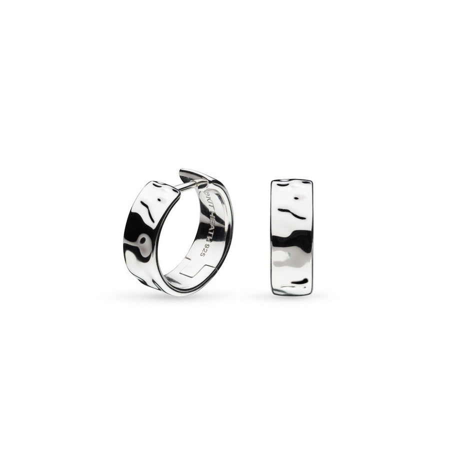 Niche Jewellery Kit Heath Mirage Reflect wide hinged hoop earrings in Sterling Silver with dappled texture.