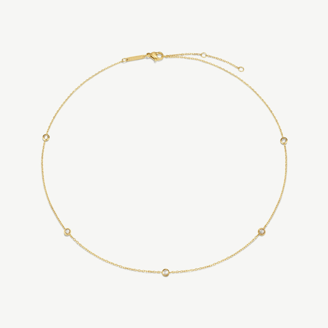 D.Louise Multi Stone Chain Gold Necklace