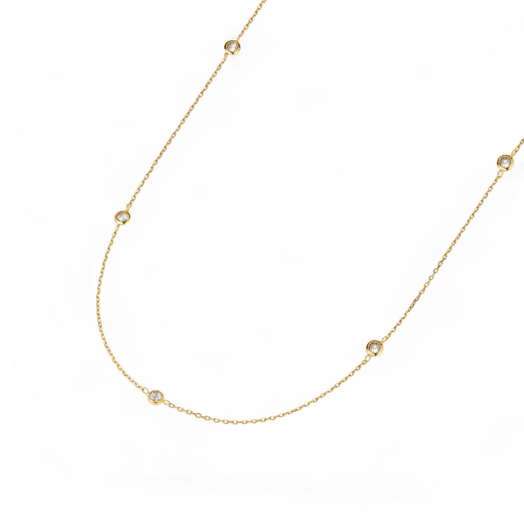 D.Louise Multi Stone Chain Gold Necklace stone colour