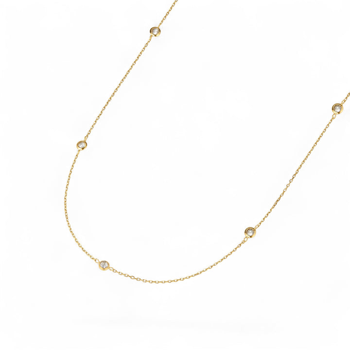 D.Louise Multi Stone Chain Gold Necklace stone colour
